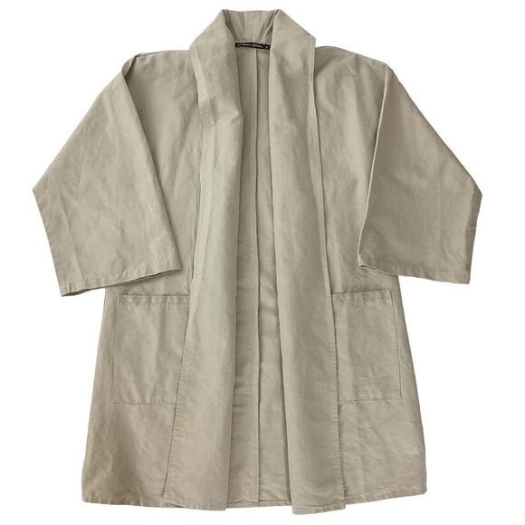 GUDRUN SJODEN Size Small S Open Jacket Topper Lagenlook Tan Beige Linen Cotton - Picture 1 of 8